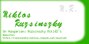 miklos ruzsinszky business card